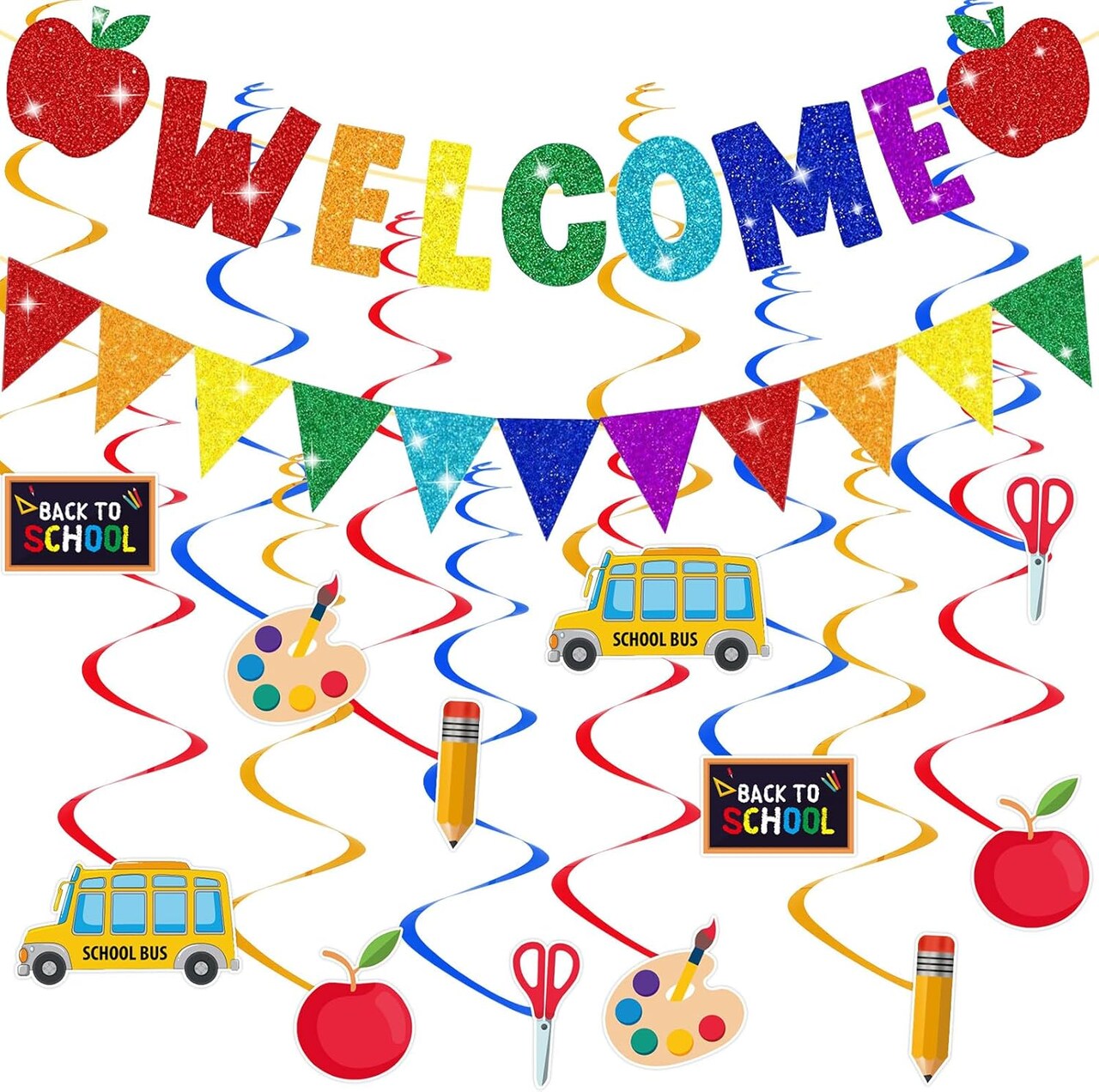 Welcome Banner First Day of School Glitter Back to School Decorations